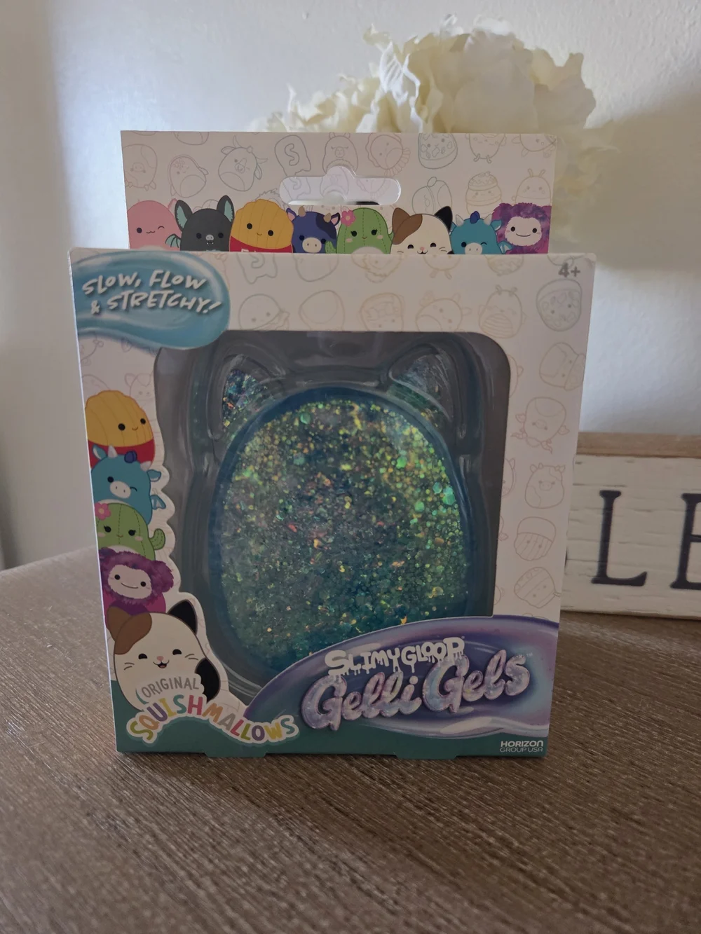 Squishmallows Blue Glitter Cat-Shaped Gelli Gel Squishy -